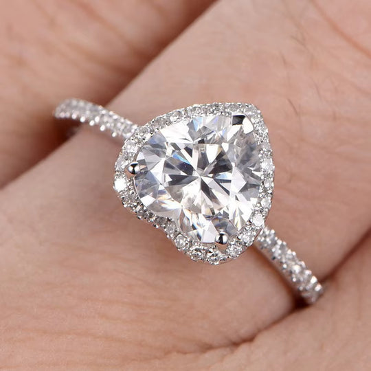 Silver Heart Zircon Ring