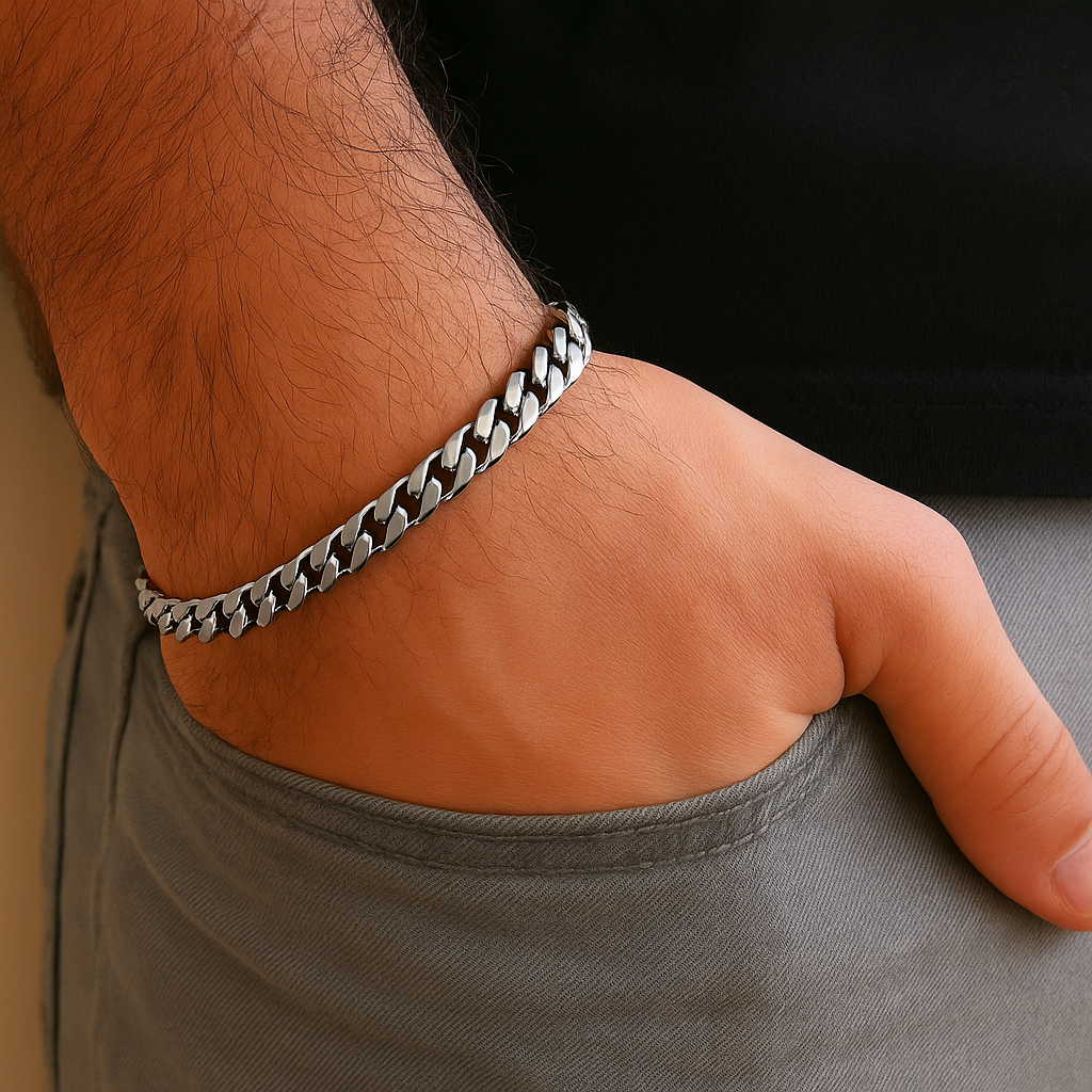 18K Vegas Bracelet Titanium Geometric Link Punk Jewelry | DAILY DRIPZ