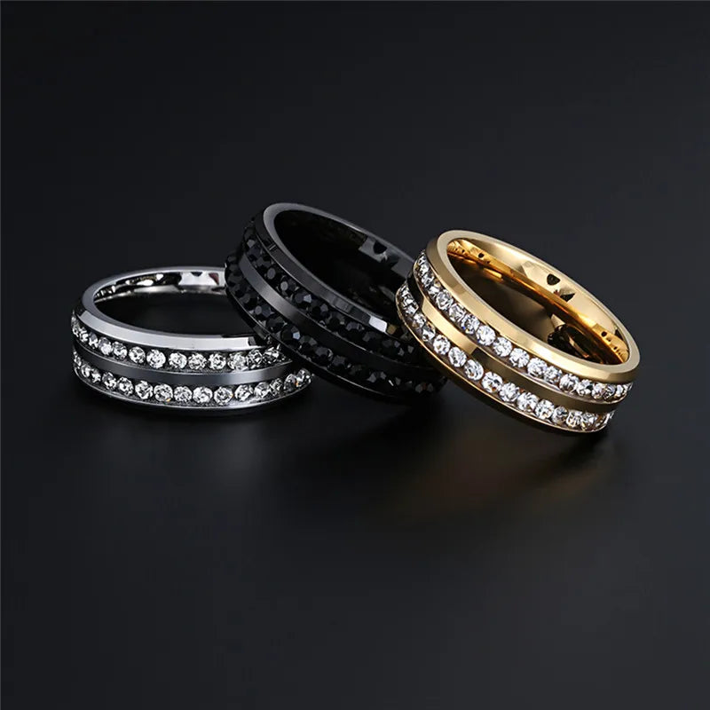 Stainless Steel Zircon Ring