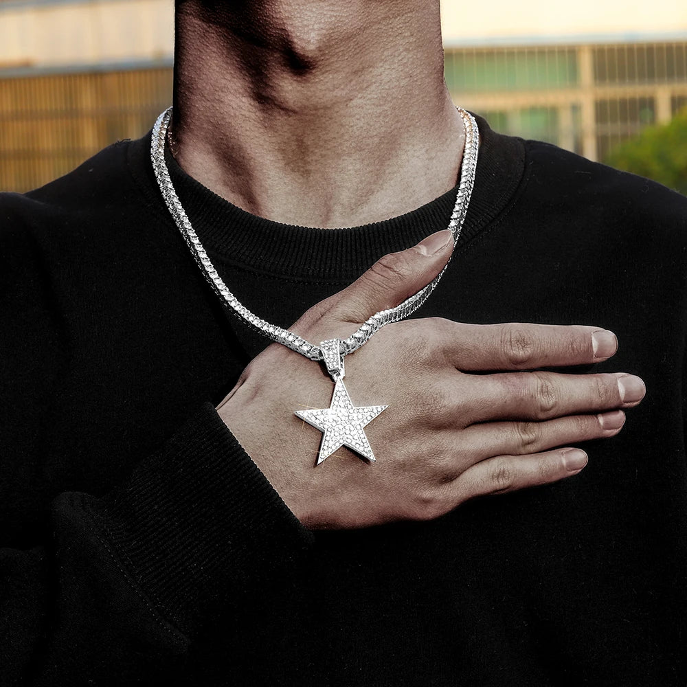 18K Iced Out Star Pendant with Tennis Chain | DRIP YOUR STYLE
