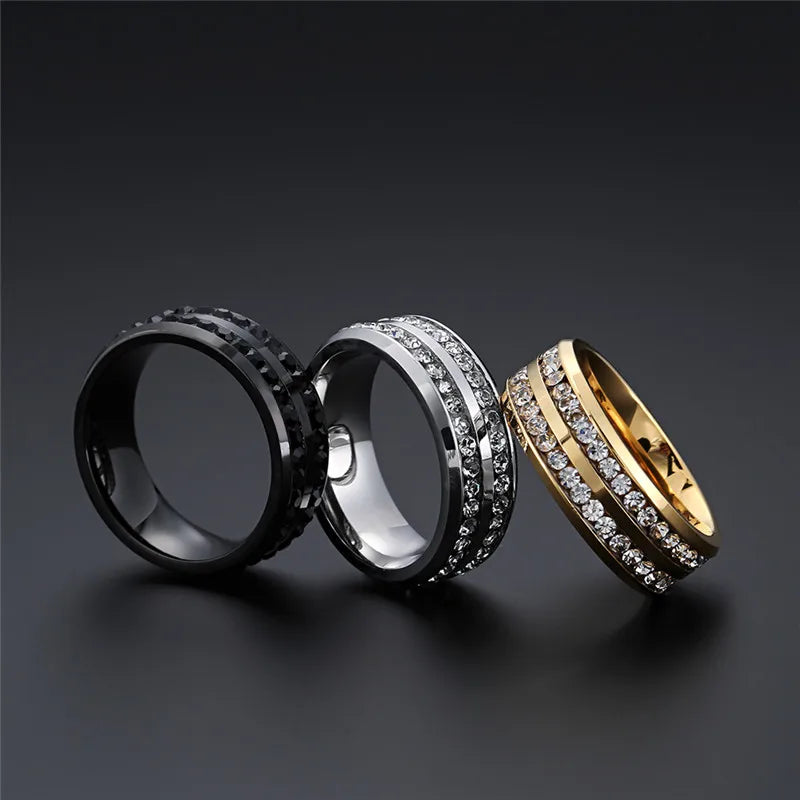 Stainless Steel Zircon Ring
