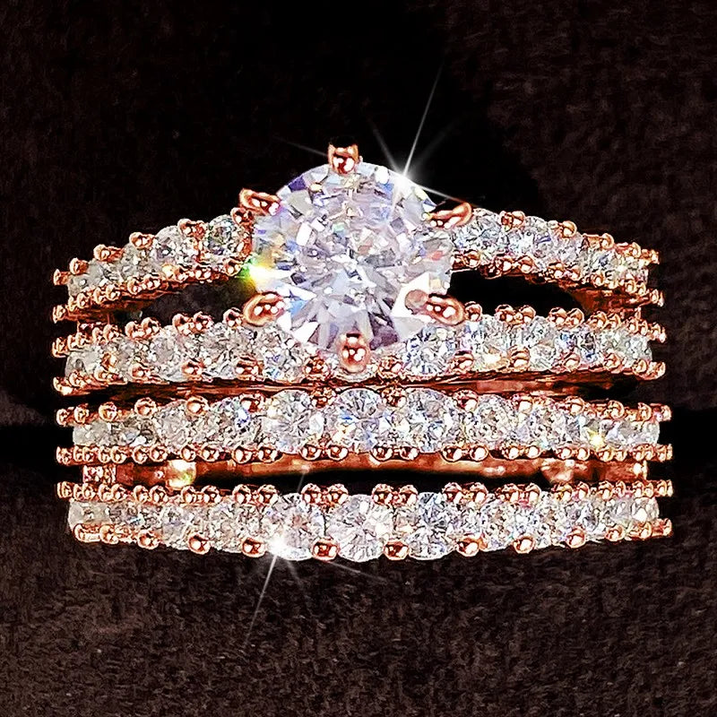 18K Sparkling Zirconia Ring