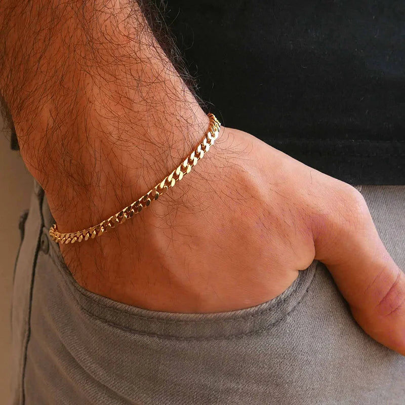 18K Vegas Bracelet Titanium Geometric Link Punk Jewelry | DAILY DRIPZ