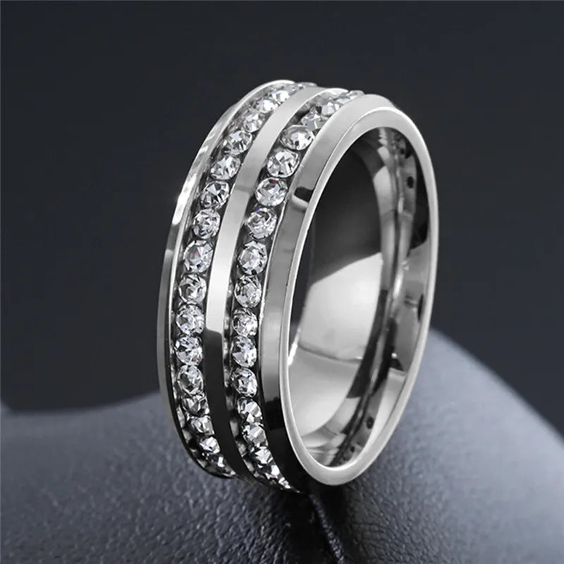 Stainless Steel Zircon Ring