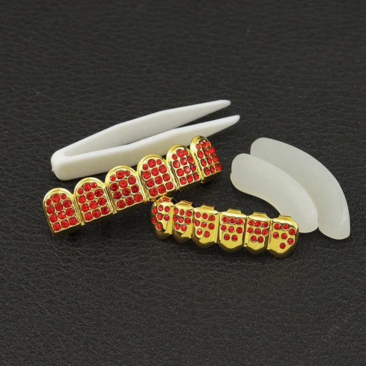 Gold Iced Out CZ Teeth Grillz for Bold Style | DRIP YOUR STYLE