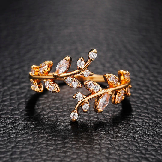 Leaf Design Zirconia Ring