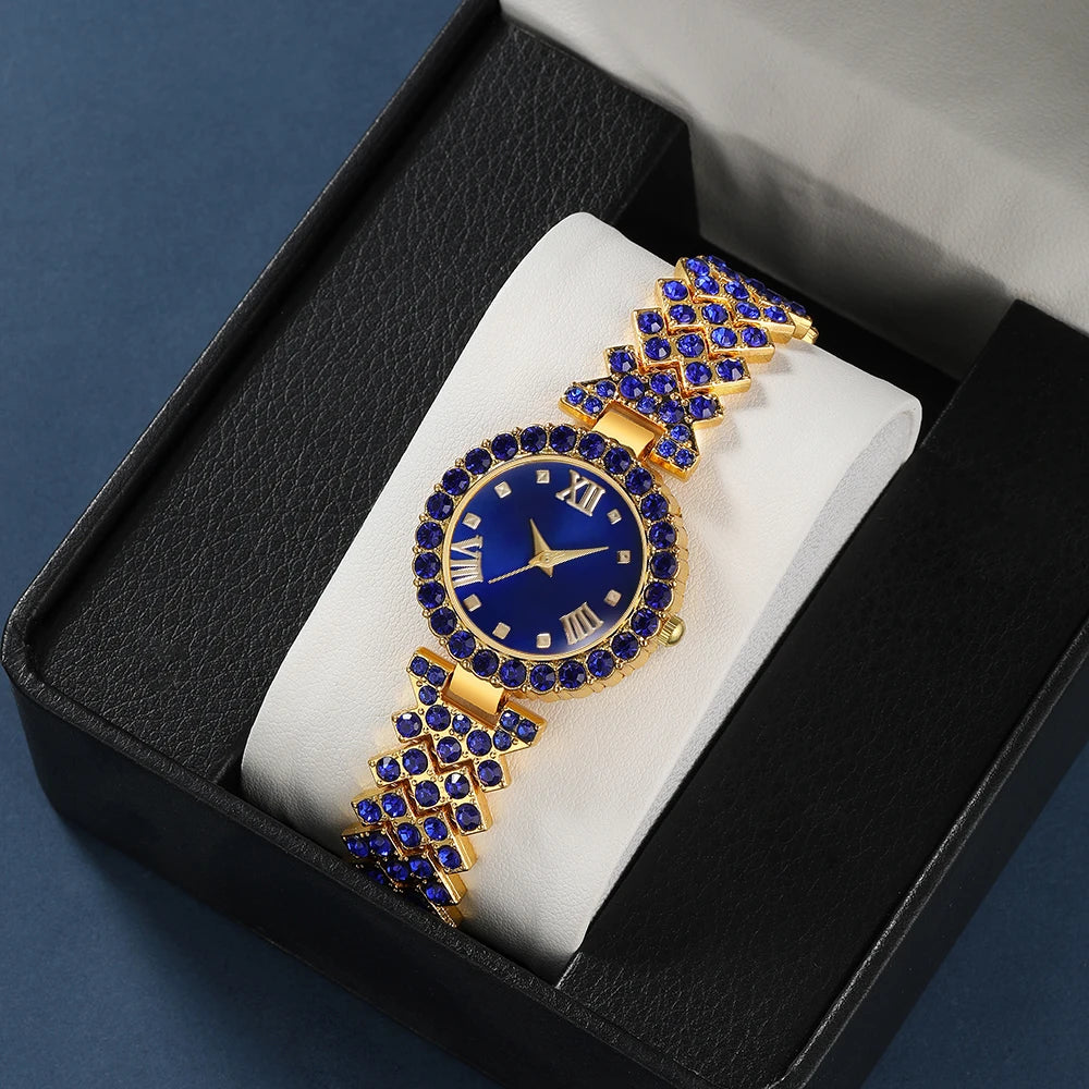 18K Luxury Diamond Watch & Heart Bracelet Set Gift | DRIP YOUR STYLE