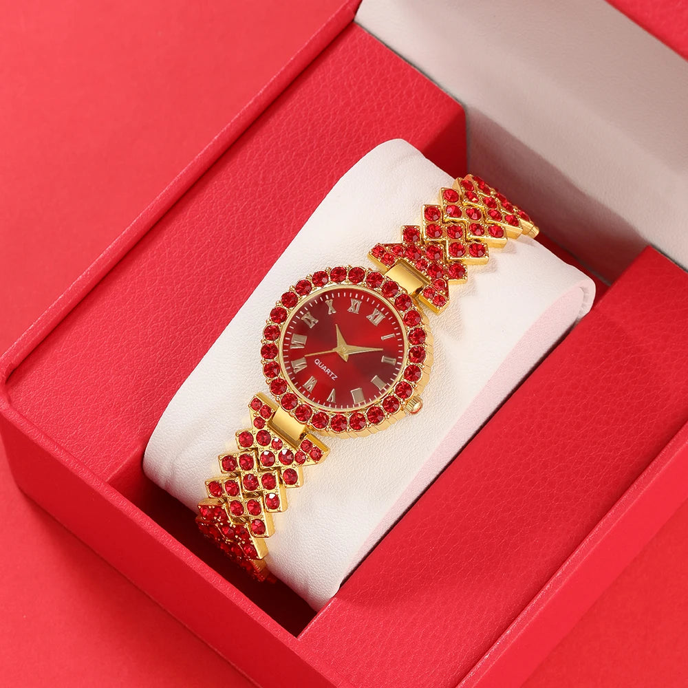 18K Luxury Diamond Watch & Heart Bracelet Set Gift | DRIP YOUR STYLE