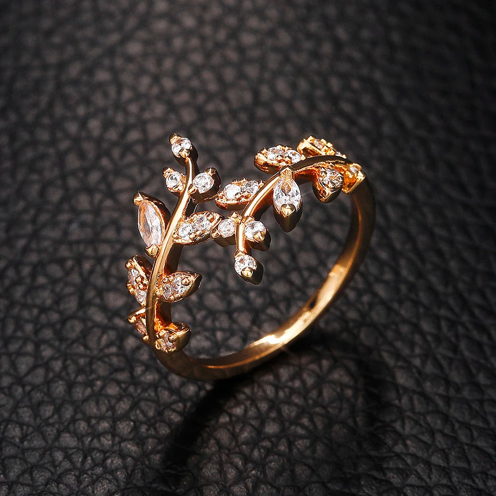 Leaf Design Zirconia Ring