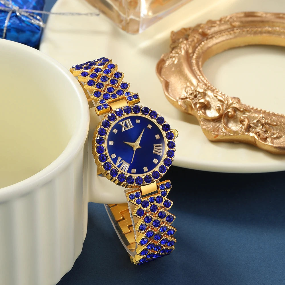 18K Luxury Diamond Watch & Heart Bracelet Set Gift | DRIP YOUR STYLE