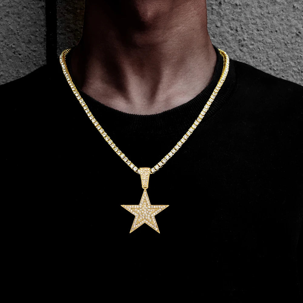 18K Iced Out Star Pendant with Tennis Chain | DRIP YOUR STYLE