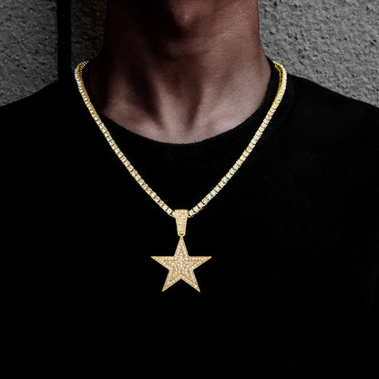 18K Iced Out Star Pendant with Tennis Chain | DRIP YOUR STYLE