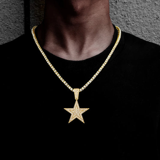 18K Iced Out Star Pendant with Tennis Chain | DRIP YOUR STYLE