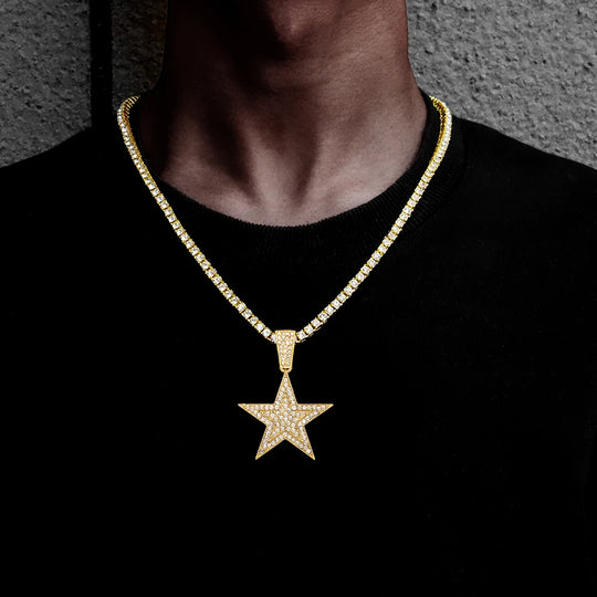 18K Iced Out Star Pendant with Tennis Chain | DRIP YOUR STYLE