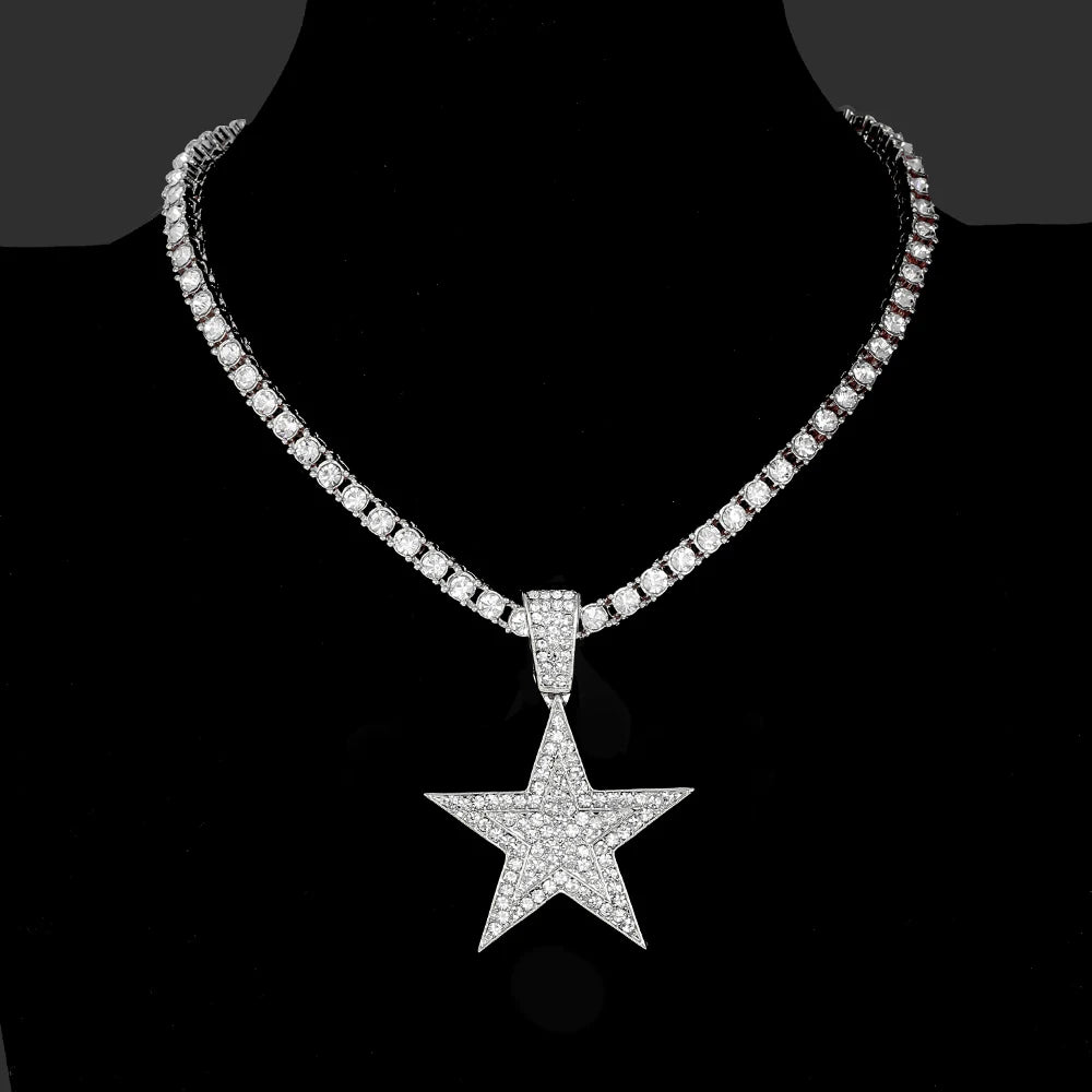 18K Iced Out Star Pendant with Tennis Chain | DRIP YOUR STYLE