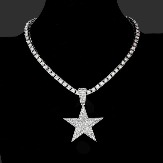18K Iced Out Star Pendant with Tennis Chain | DRIP YOUR STYLE