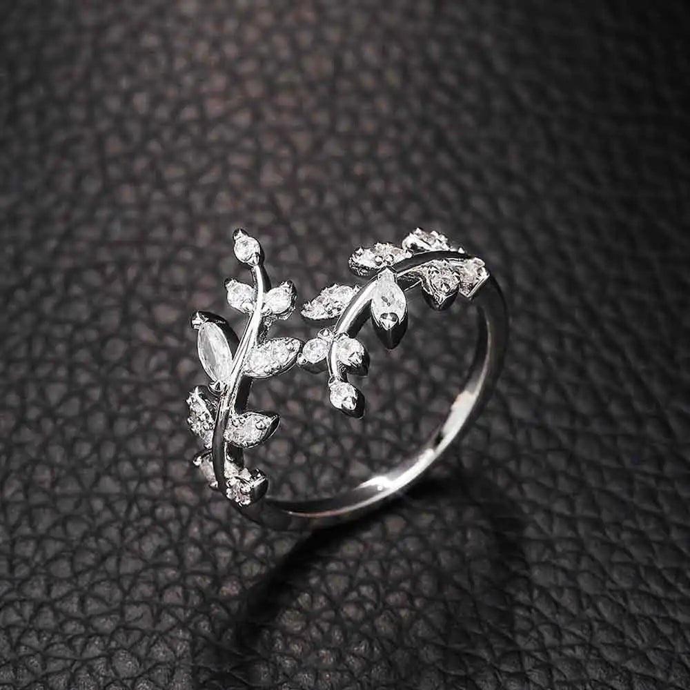 Leaf Design Zirconia Ring