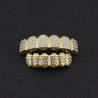 Hip-Hop Gold-Plated White Diamond Teeth Grillz | DRIP YOUR STYLE