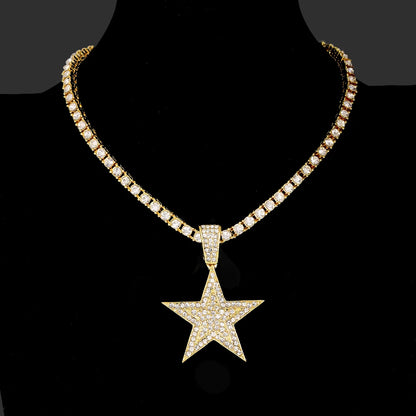 18K Iced Out Star Pendant with Tennis Chain | DRIP YOUR STYLE