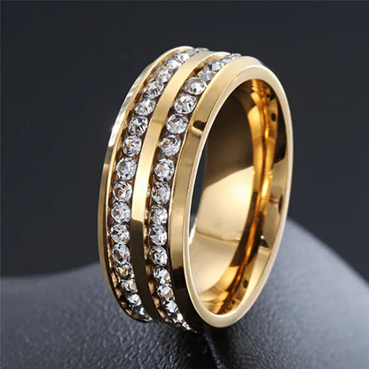 Stainless Steel Zircon Ring