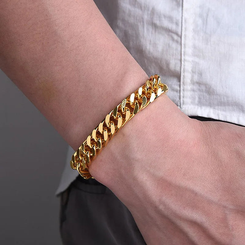 18K Aruba Bracelet Geometric Steel Link Jewelry | DAILY DRIPZ