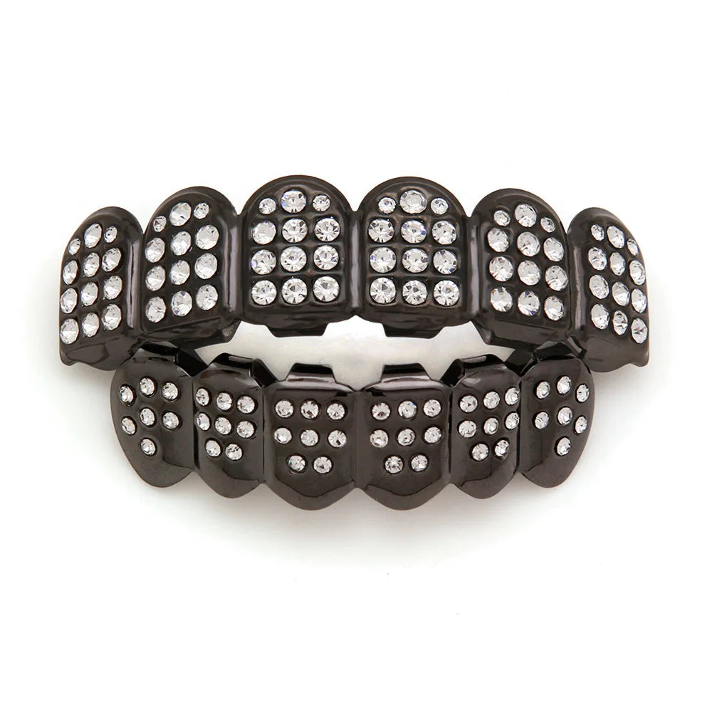 Hip-Hop Gold-Plated White Diamond Teeth Grillz | DRIP YOUR STYLE