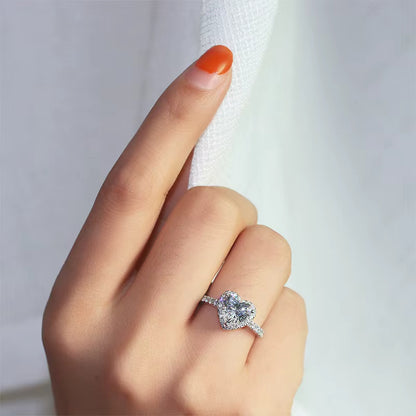 Silver Heart Zircon Ring