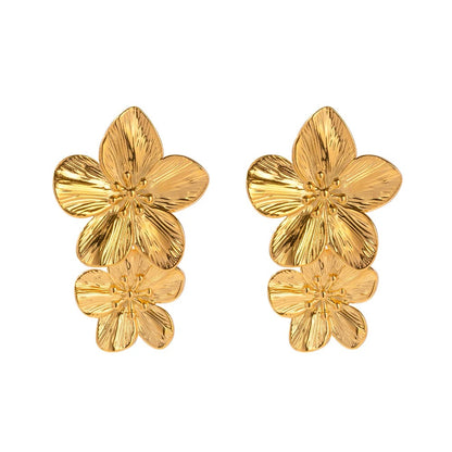 Gold Flower Drop Earrings